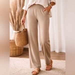 J.Jill Pure Jill Organic Cotton Mink Knit Pants Elastic Waist - Size M - NWT
